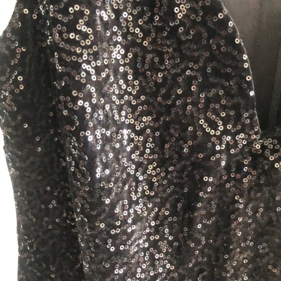 BLU SAGE SEXY LITTLE BLACK DRESS VELVET & SEQUINS SWEETHEART NECKLINE 12 - Picture 9 of 13